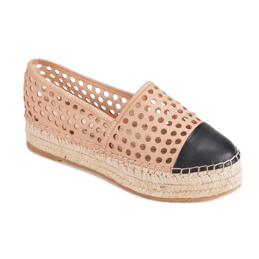 Loeffler Randall Mariko Perforated Platform Flat Buff Black